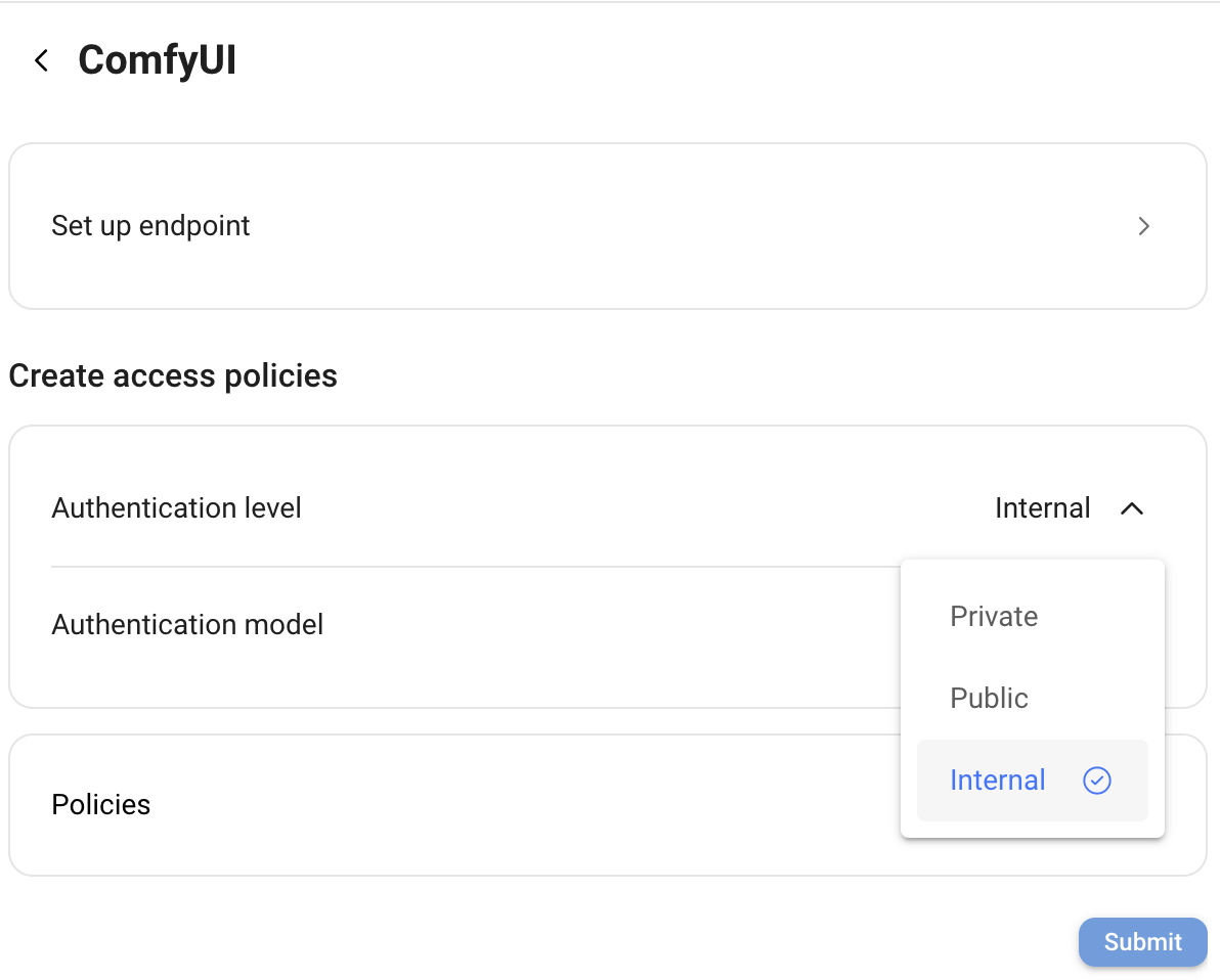 ComfyUI authentication level